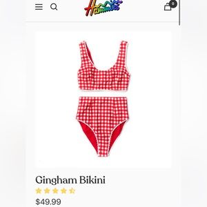 NWT hammies gingham reversible bikini top XL